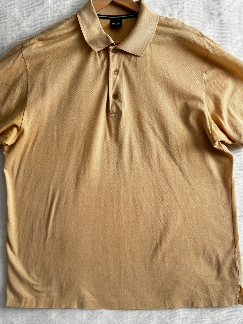 BOSS Hugo Boss Polo Shirt Mens XL Beige Tan Made in Italy Short Sleeve Cotton
